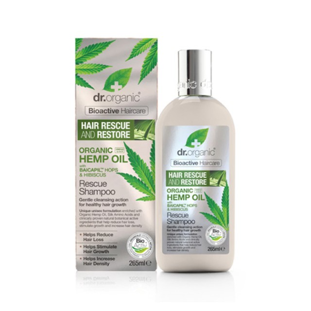 Dr.Organic Hemp Oil Rescue Shampoo 265ml (Σαμπουάν Διάσωσης για Ταλαιπωρημένα Μαλλιά)