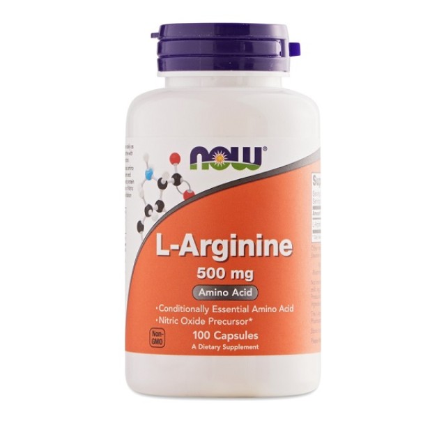 Now Foods L Arginine 500mg 100caps (Ειδικό Σκεύασμα Ειδικής Διατροφής - Αμινοξέα) 