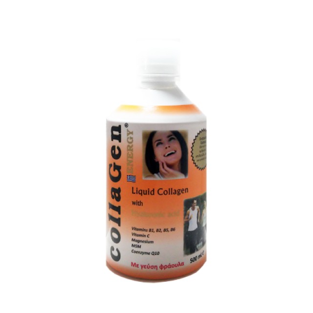 Collagen Energy With Hyaluronic Acid 500ml Γεύση Φράουλα (Υγιή Οστά & Αρθρώσεις)