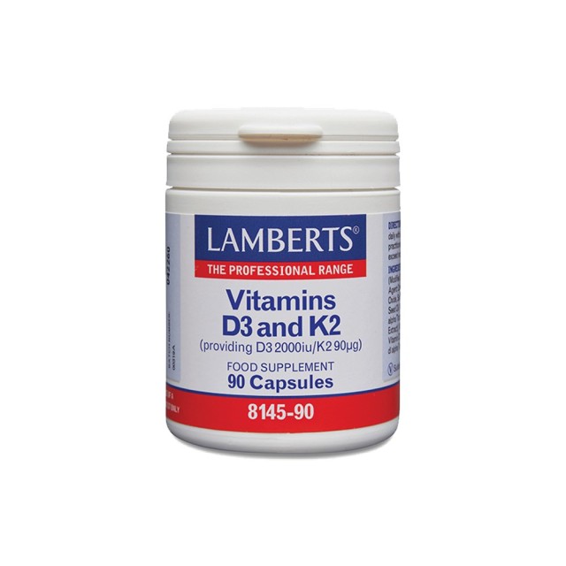 Lamberts Vitamins D3 2000iu & K2 90mg 90tabs (Συμπλήρωμα Διατροφής για την Ενίσχυση του Ανοσοποιητικού & την Υγεία των Οστών)