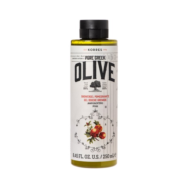 Korres Pure Greek Olive Shower Gel Pomegranate 250ml (Αφρόλουτρο Ρόδι με Εκχύλισμα Φύλλων Ελιάς)
