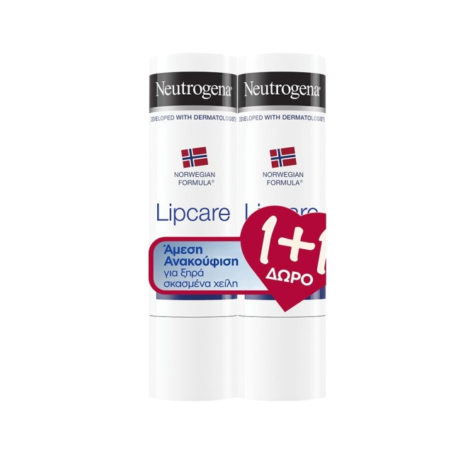 Neutrogena Lipcare 1+1 ΔΩΡΟ (Ενυδατικό Stick Χειλιών για Άμεση Ανακούφιση για Ξηρά & Σκασμένα Χείλη)