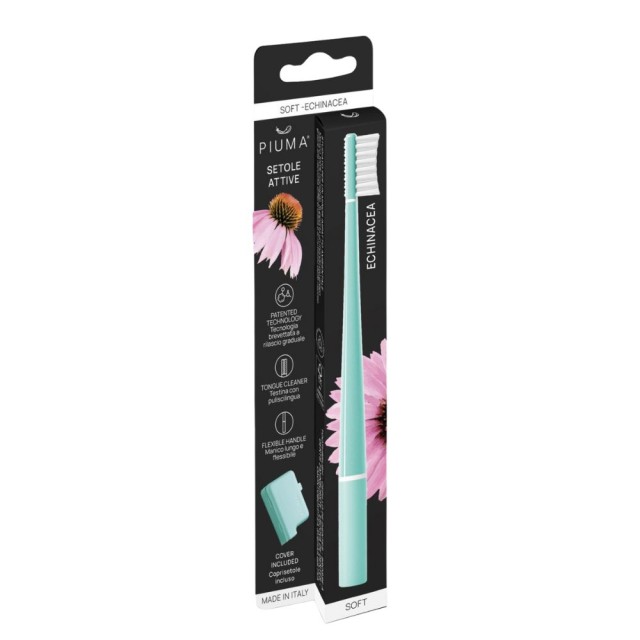 Piuma Echinacea Soft Toothbrush Aqua Green (Μαλακή Οδοντόβουρτσα με Εχινάκεια - Ανοιχτό Πράσινο)