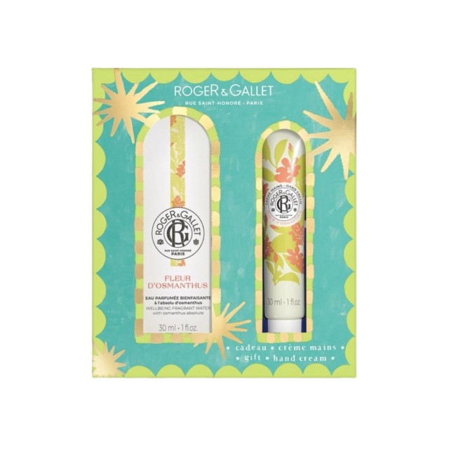 Roger & Gallet SET Fleur DOsmanthus Wellbeing Fragrant Water 30ml & ΔΩΡΟ Hand Cream 30ml (ΣΕΤ με Άρωμα & ΔΩΡΟ Ενυδατική Κρέμα Χεριών με Ιταλικό Μανταρίνι & Μοσχολίβανο)