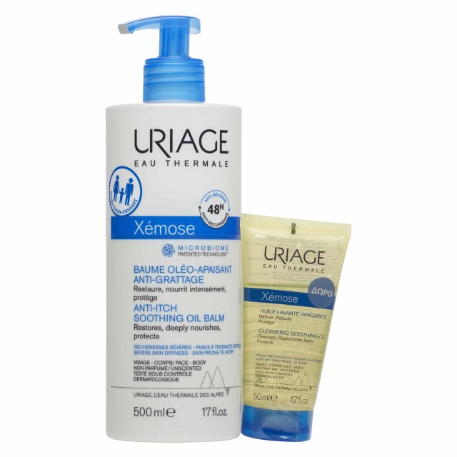 Uriage Xemose SET Anti-Itch Soothing Oil Balm 500ml & GIFT Cleansing Soothing Oil 50ml