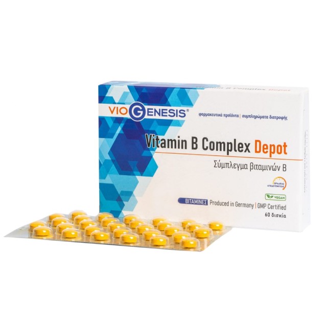 Viogenesis Vitamin B Complex Depot 60caps (Συμπλήρωμα Διατροφής με Σύμπλεγμα Βιταμινών Β για την Καλή Λειτουργία του Νευρικού Συστήματος)