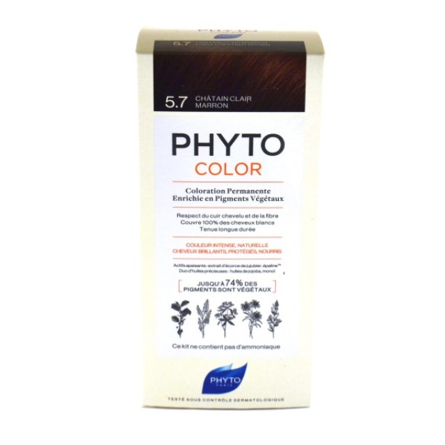 Phyto Phytocolor 5.7 Light Chestnut Brown (Βαφή Μαλλιών - Καστανό Ανοιχτό Μαρόν)