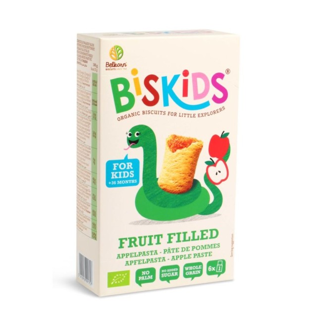 Belkorn Biskids Bio Organic Whole Wheat Cookies with Apple Filling 120gr (Βιολογικά Μπισκότα Ολικής Άλεσης με Γέμιση Μήλου για Παιδιά 36μ+)