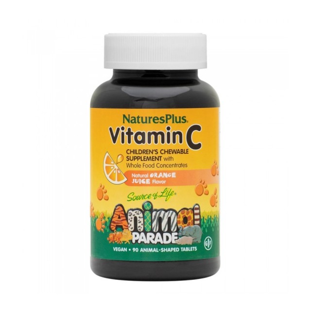 Natures Plus Animal Parade Vitamin C 90tabs (Παιδική Bιταμίνη C σε Μασώμενη Ταμπλέτα με Γεύση Πορτοκάλι)