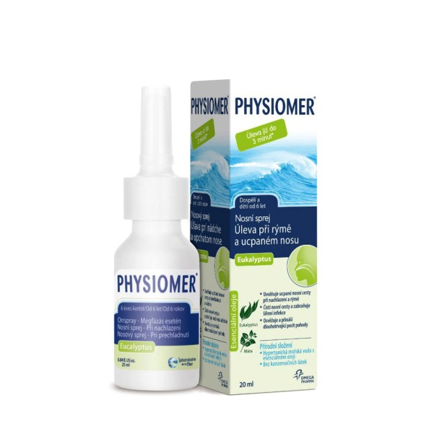 Physiomer Hypertonic Eucalyptos Spray 20ml (Αποσυμφορητικό Mύτης Υπέρτονο Διάλυμα Ρινικού Καθαρισμού με Ευκάλυπτο για Ενήλικες & Παιδιά 6+ Ετών)