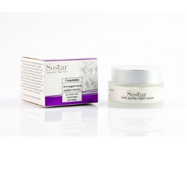 Sostar Cannabidiol Night Cream 50ml (Αντιγηραντική Κρέμα Νύχτας με Έλαιο Κάνναβης) 