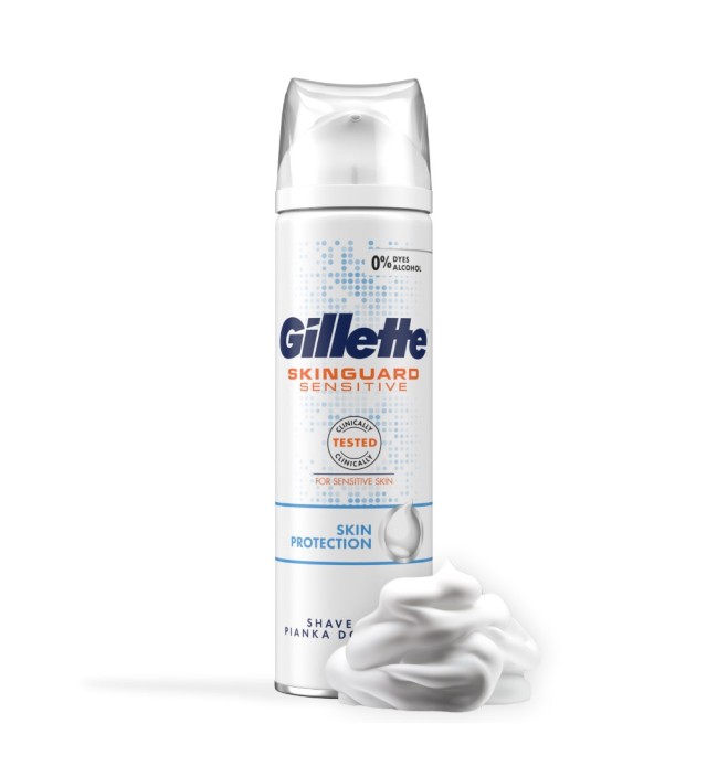Gillette SkinGuard Sensitive Shaving Foam Sensitive Skin 250ml (Αφρός Ξυρίσματος για Ευαίσθητες Επιδερμίδες)