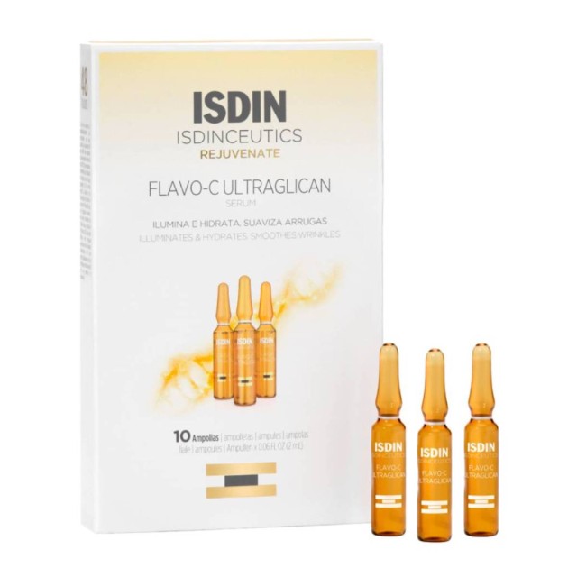 Isdin Flavo-C Ultraglican 10x2ml (Αντιοξειδωτικός Ορός Προσώπου σε Αμπούλες)