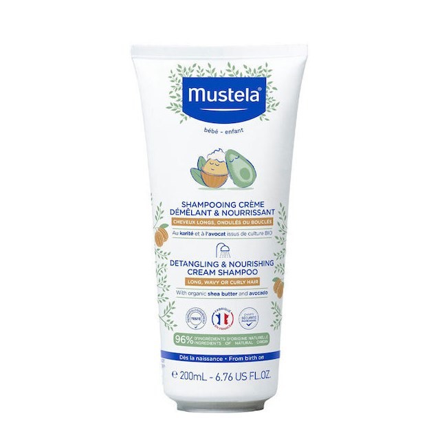 Mustela Detangling & Nourishing Cream Shampoo 200ml (Απαλό Σαμπουάν για Μωρά για Μακριά, Κυματιστά & Σγουρά Μαλλιά)