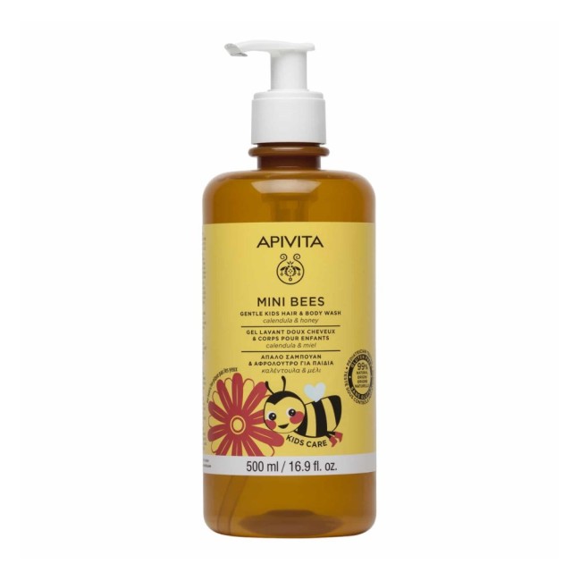 Apivita Mini Bees Gentle Kids Hair & Body Wash 500ml (Απαλό Σαμπουάν & Αφρόλουτρο για Παιδιά)