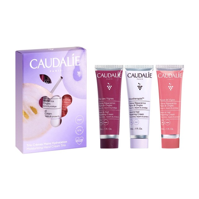 Caudalie SET Vinotherapist Hand & Nail Repairing Cream 30ml & Thé des Vignes Hand & Nail Repairing Cream 30ml & Rose de Vigne Hand & Nail Repairing Cream 30ml