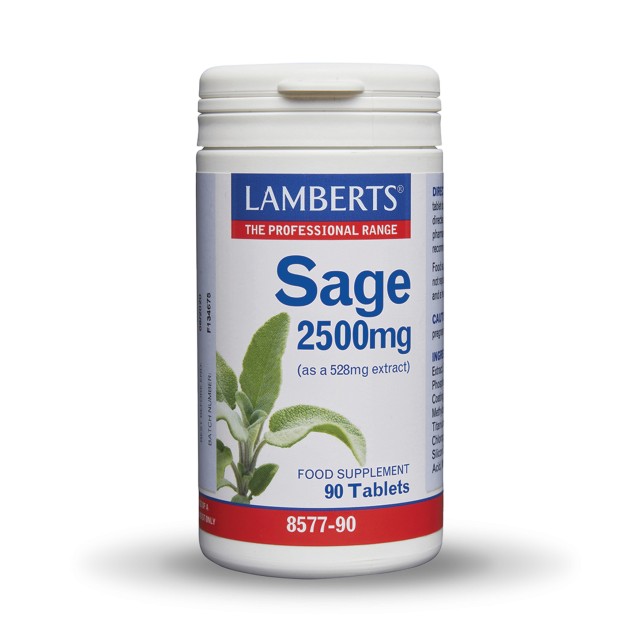 Lamberts Sage 2500mg 90tabs (Υψηλής Ισχύος Τιτλοδοτημένο Εκχύλισμα Φασκόμηλου)