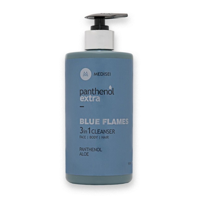 Panthenol Extra Blue Flames 3in1 Cleanser 500ml (Ανδρικό Τζελ Καθαρισμού για Πρόσωπο, Σώμα & Μαλλιά)