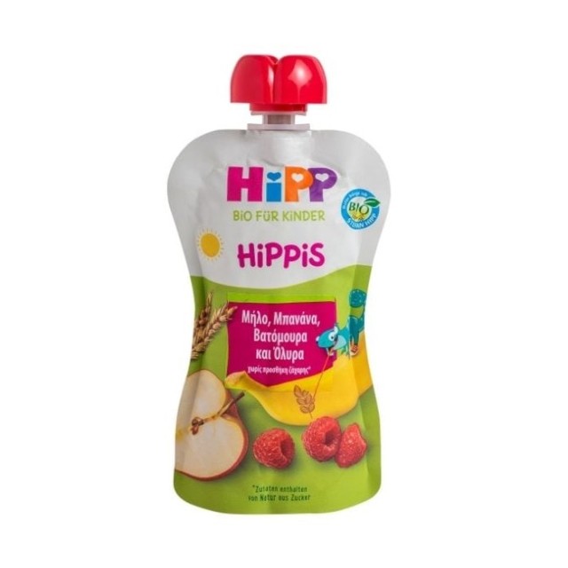 Hipp Hippis Apple, Banana, Raspberry & Cereal 100gr (Φρουτοπολτός Μήλο, Μπανάνα, Βατόμουρο & Όλυρα για Παιδιά 1+ Έτους)