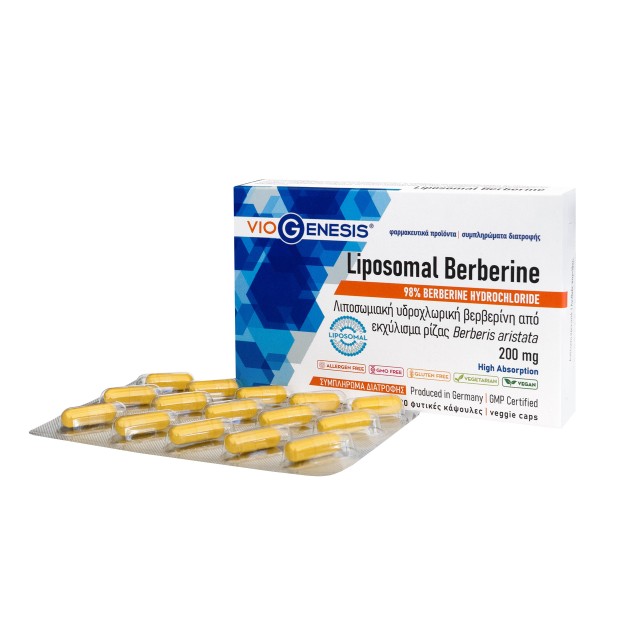Viogenesis Liposomal Berberine 200mg 30caps (Συμπλήρωμα Διατροφής με Λιποσωμιακή Υδροχλωρική Βερβερίνη)