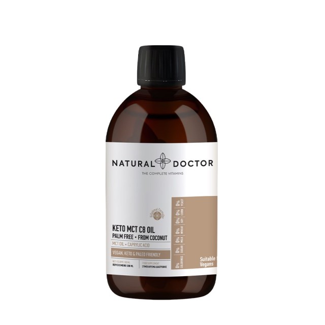 Natural Doctor Keto MCT C8 Oil 500ml (Συμπλήρωμα Διατροφής με Καθαρό Έλαιο Τριγλυκεριδίων Μεσαίας Αλύσου για Καύση του Λίπους)