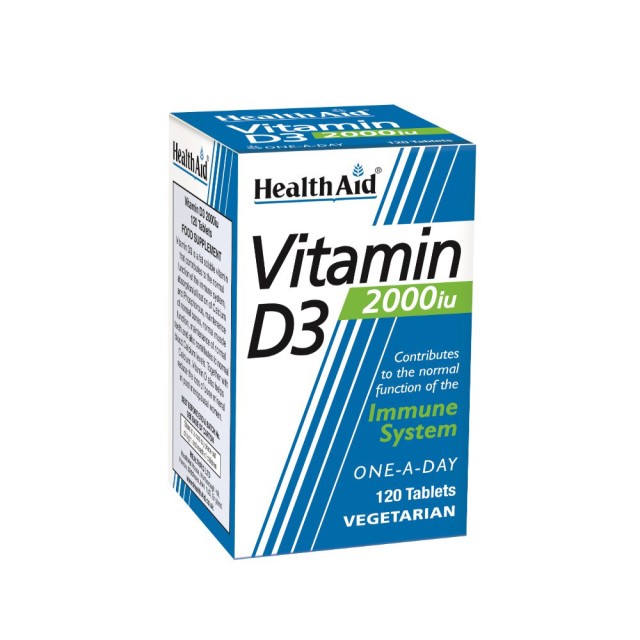 Health Aid Vitamin D3 2000iu 120tab (Συμπλήρωμα Διατροφής Βιταμίνη D)