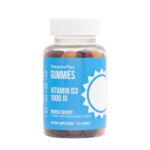 Natures Plus Gummies Vitamin D3 1000iu 60 ζελεδάκια (Συμπλήρωμα Διατροφής με Βιταμίνη D για Ενίσχυση