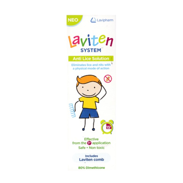 Laviten System Anti Lice Solution 125ml & ΔΩΡΟ Χτενάκι (Τοπική Λοσιόν με Αντιφθειρική Δράση)