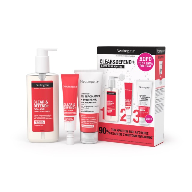 Neutrogena Clear & Defend+ Limited Edition SET (Ολοκληρωμένη Ρουτίνα 3 Βημάτων για Επιδερμίδες με Τάση Ακμής)