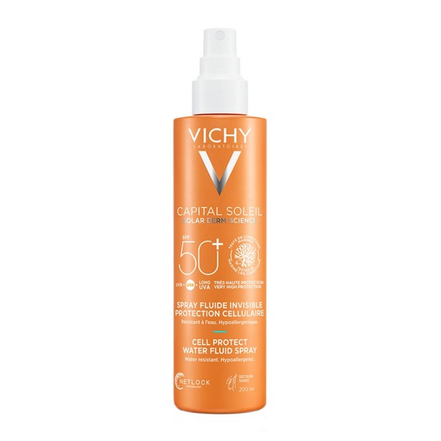Vichy Capital Soleil Cell Protect Water Fluid Spray SPF50+ 200ml (Αντηλιακό Γαλάκτωμα σε Σπρέι με Λε