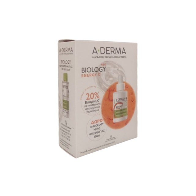 A Derma SET Biology Energy C Serum 30ml & ΔΩΡΟ Biology AC Purifying Cleansing Micellar Water 100ml (ΣΕΤ με Ορό Λάμψης Προσώπου & ΔΩΡΟ Νερό Καθαρισμού)