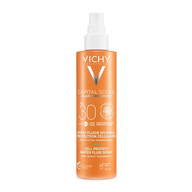 Vichy Capital Soleil Cell Protect Water Fluid Spray SPF30 200ml (Αντηλιακό Γαλάκτωμα σε Σπρέι με Λεπ