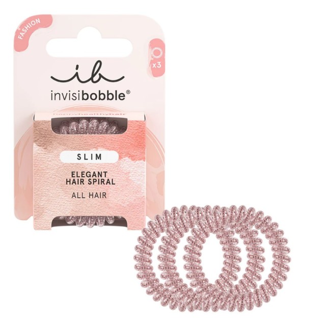 Invisibobble Slim Pink Monocle 3τεμ (Λαστιχάκια Μαλλιών σε Ροζ Χρώμα)