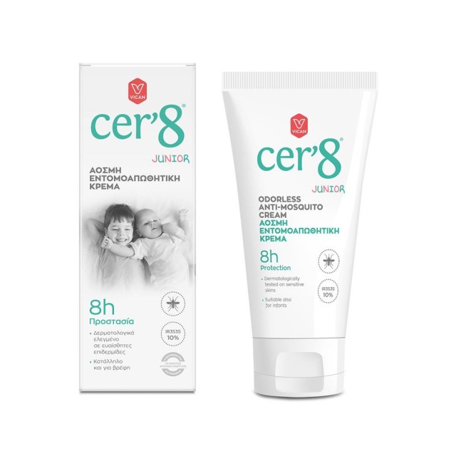 Cer 8 Anti Mosquito Cream Junior 150ml (Άοσμη Εντομοαπωθητική Κρέμα για Παιδιά & Ενήλικες)