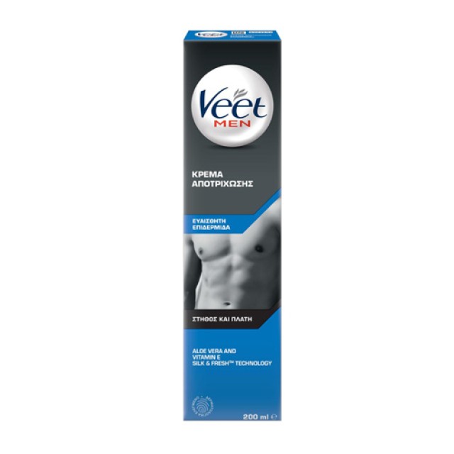 Veet Men Hair Removal Cream Sensitive Skin 200ml (Κρέμα Αποτρίχωσης για Ευαίσθητη Επιδερμίδα)