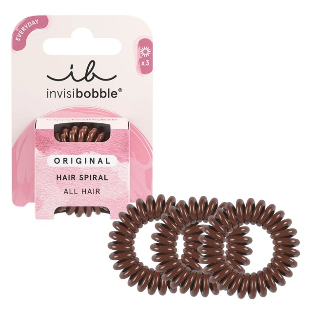 Invisibobble Original Pretzel Brown 3τεμ (Λαστιχάκια Μαλλιών Καφέ)