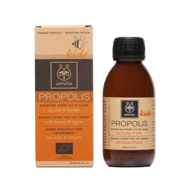 Apivita Propolis Kids Organic Syrup 150ml (Παιδικό Βιολογικό Σιρόπι για το Λαιμό με Μέλι & Θυμάρι)