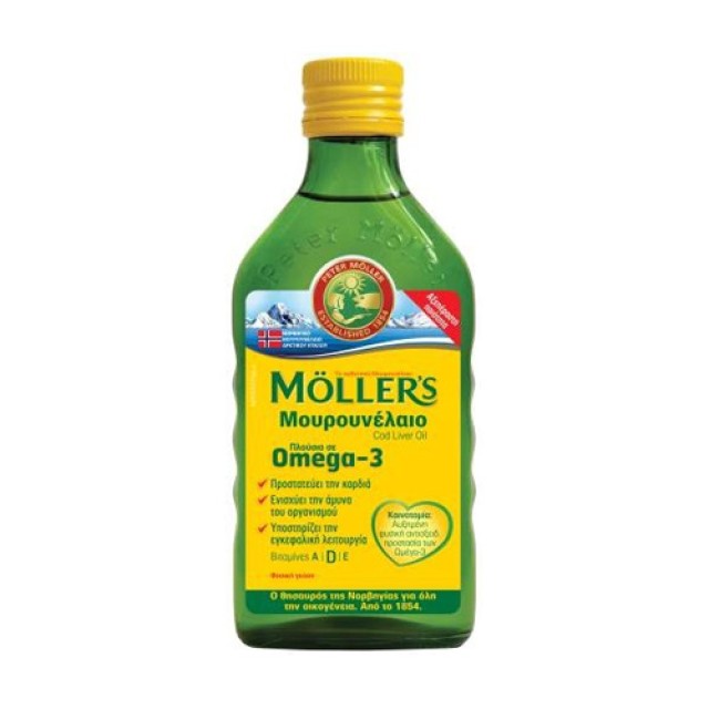 Mollers Cod Liver Oil Natural 250ml (Μουρουνέλαιο Πλούσιο σε Omega 3 με Κλασική Γεύση)