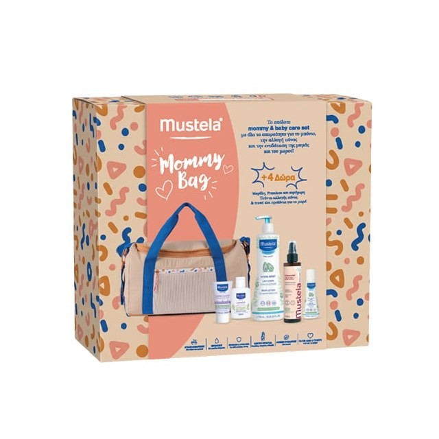 Mustela SET Mommy Bag (ΣΕΤ με Όλα τα Απαραίτητα για το Μπάνιο, την Αλλαγή Πάνας & την Ενυδάτωση της Μαμάς & του Μωρού)