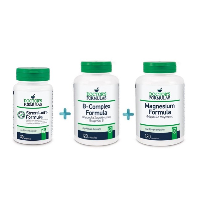 Doctors Formula SET StressLess Formula 30caps & B-Complex Formula 120caps & Magnesium Formula 120caps (ΣΕΤ Συμπληρωμάτων Διατροφής για το Άγχος & το Νευρικό Σύστημα) 