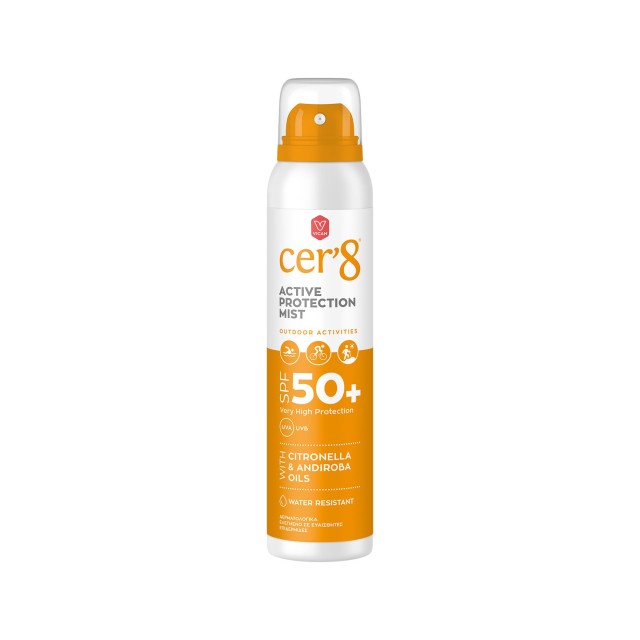 Cer8 Active Protection Mist 125ml (Αντηλιακό Προσώπου & Σώματος με Αιθέρια Έλαια Citronella & Andiroba)