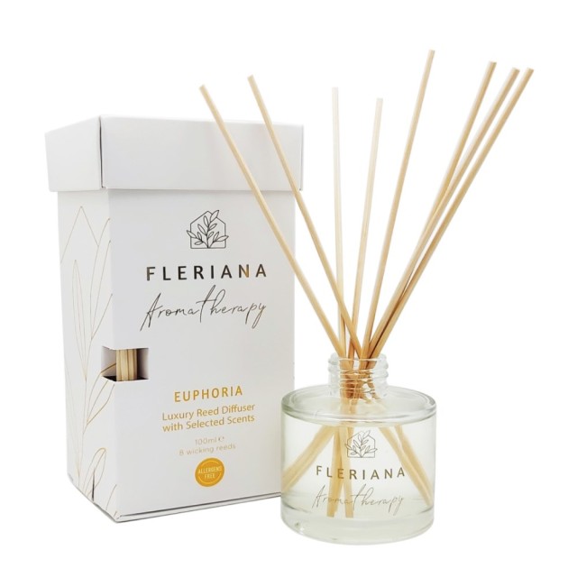 Fleriana Aromatherapy Euphoria Luxury Reed Diffuser 100ml (Αρωματικό Χώρου με Στικ για Ευφορία & Αναζωογόνηση)