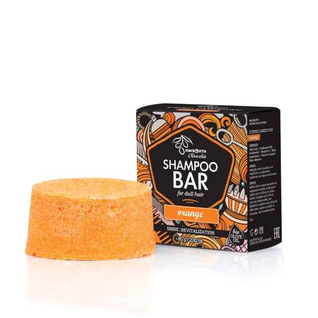 Macrovita Olive Elia Shampoo Bar Orange 80gr (Στερεό Σαμπουάν για Θαμπά Μαλλιά)