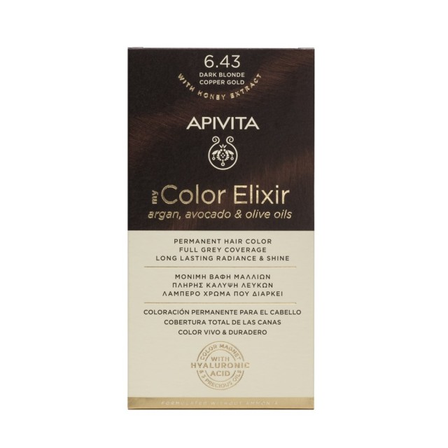 Apivita My Color Elixir N 6.43 (Βαφή Μαλλιών - Ξανθό Σκούρο Χάλκινο Μελί Χρώμα)