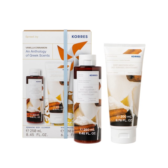 Korres SET Vanilla Cinnamon Showergel 250ml & Body Milk 200ml (ΣΕΤ με Αφρόλουτρο & Γαλάκτωμα Κανέλα-Βανίλια)
