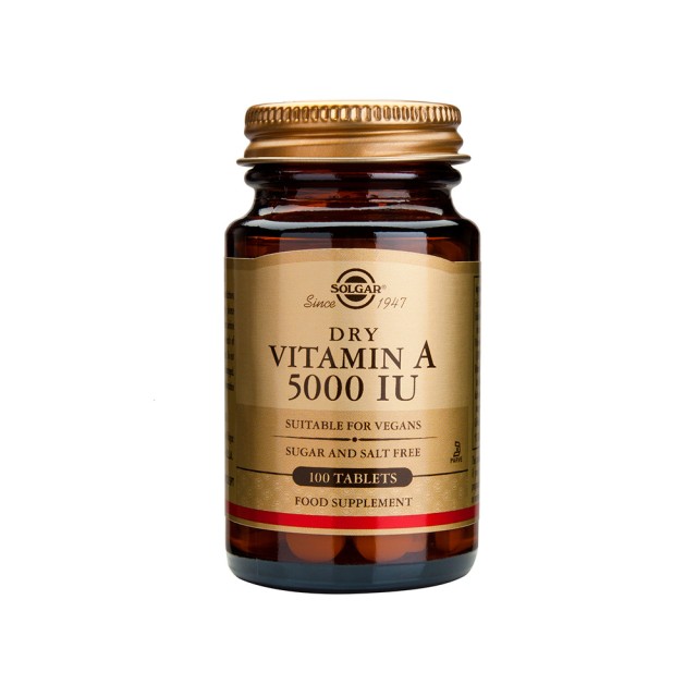 Solgar Vitamin A 5000iu Dry 100tabs (Βιταμίνη Α - Όραση)