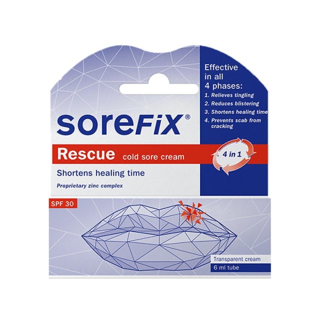 Sorefix Rescue Cream 6ml (Κρέμα Χειλιών για τον Επιχείλιο Έρπη)