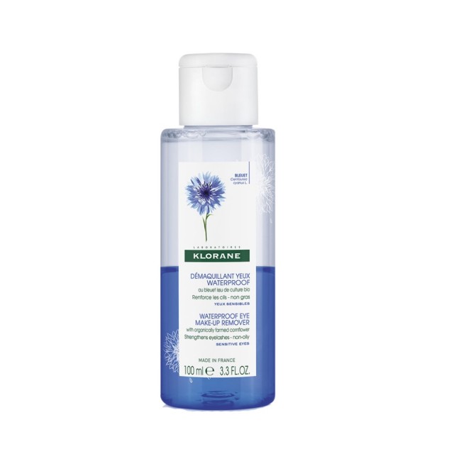 Klorane Bleuet Waterproof Eye Make-up Remover 100ml (Kαθαριστικό Ματιών για Αδιάβροχο Μακιγιάζ με Κυ