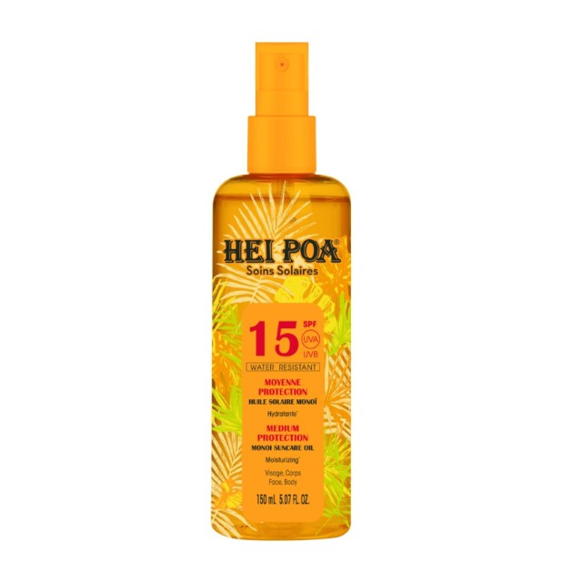 Hei Poa Monoi Suncare Oil SPF15 Tiare Spray 150ml (Αντηλιακό Λάδι για Πρόσωπο & Σώμα)