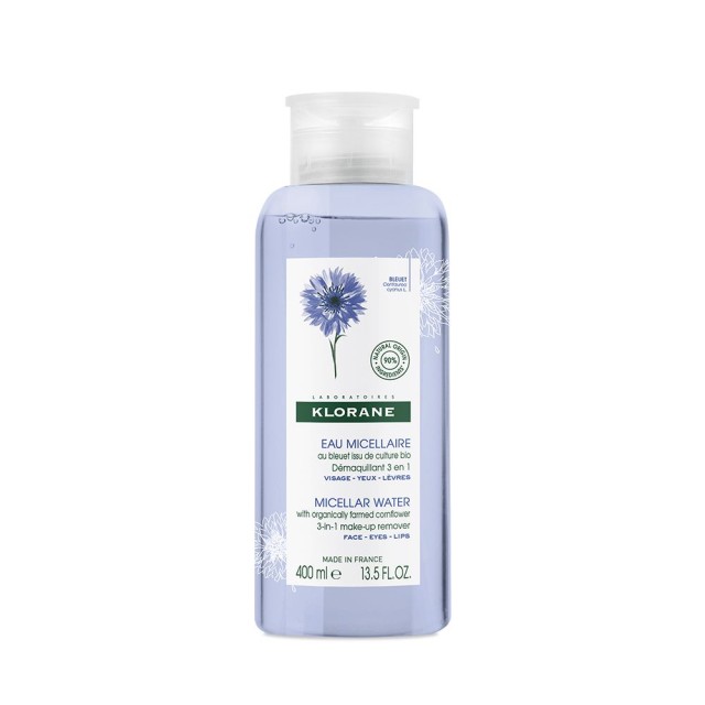 Klorane Bleuet Micellar Water 3in1 Make-Up Remover 400ml (Νερό Ντεμακιγιάζ με Μικύλλια με Κυανή Κεντ